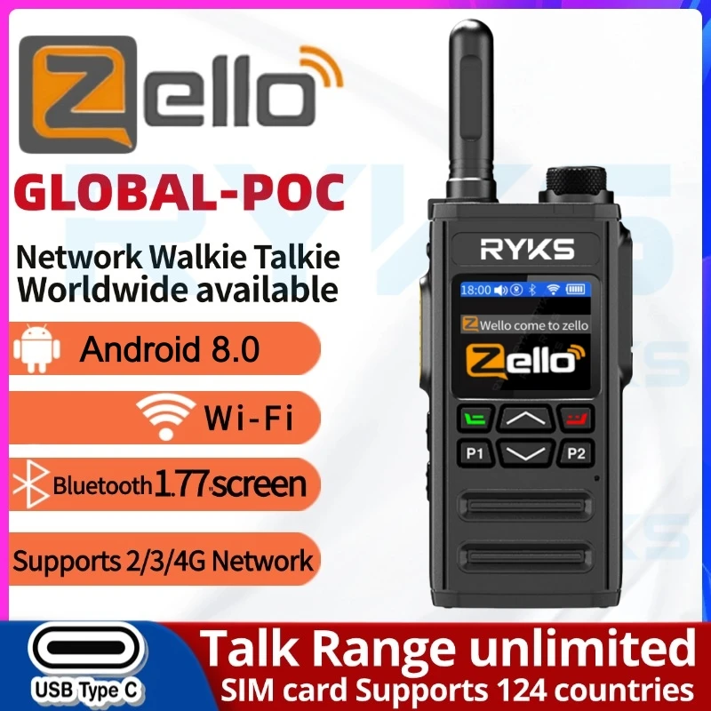 Zello اسلكية تخاطب 4G بطاقة Sim واي فاي شبكة الهاتف الخليوي راديو طويل المدى 100 ميل المهنية POC اسلكية تخاطب