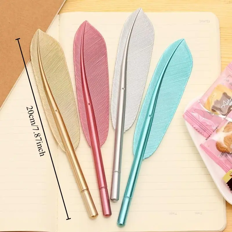 3pcs Creative Feather Shaped Gel Pens 0.5mm School Office Stationery Kit