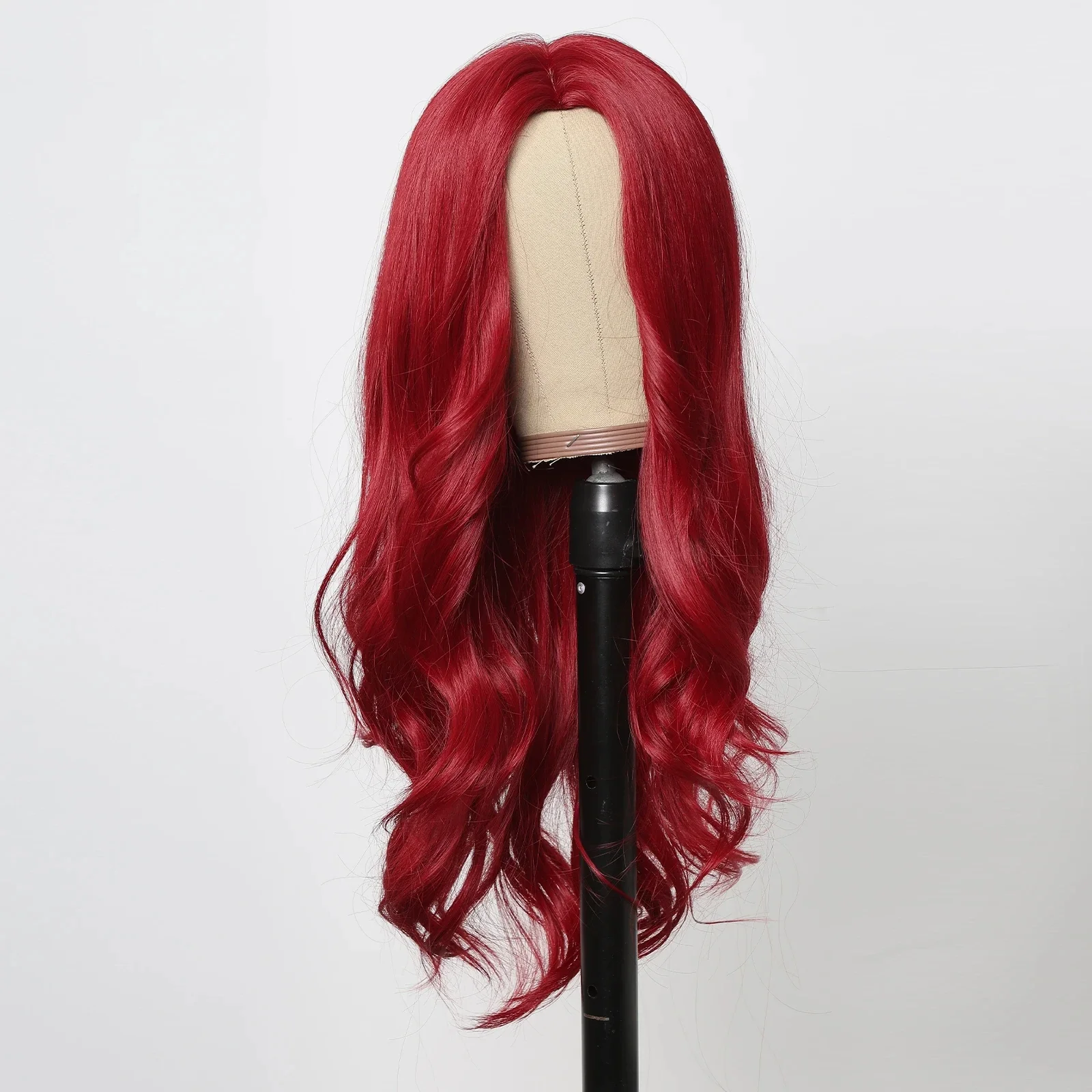 Red Synthetic Wig, Naturally Wavy, Long Curly Hair, Women's Daily Party Cosplay, Heat-Resistant Full Head Cover image 5