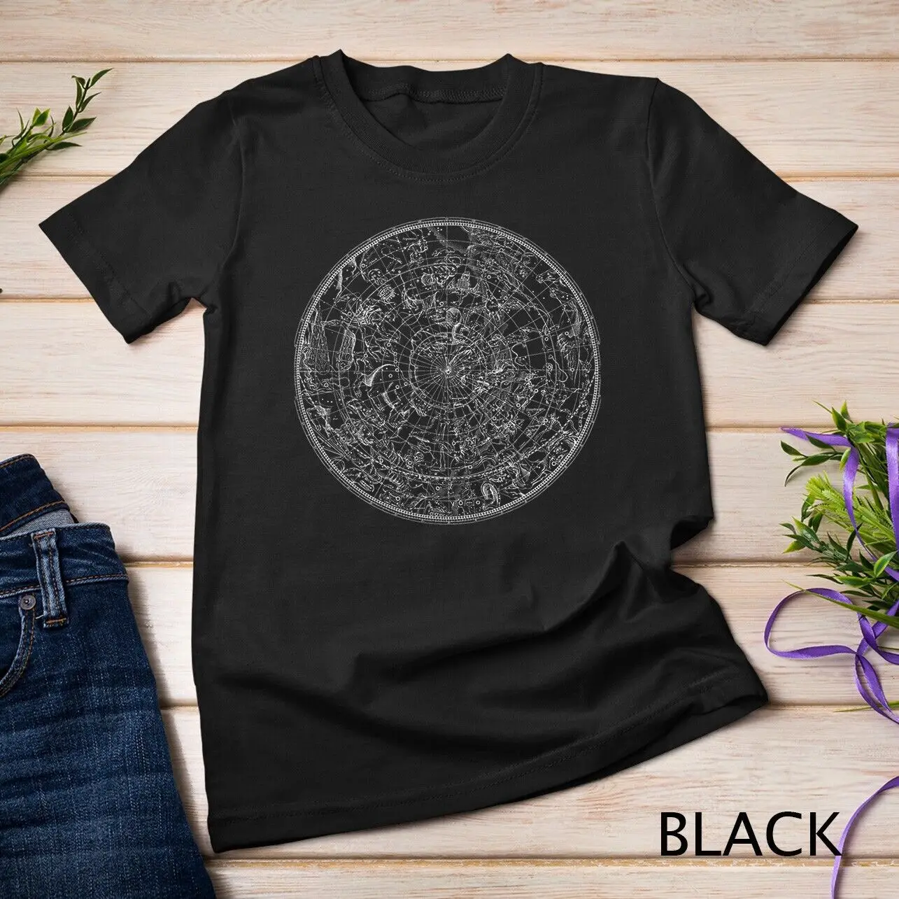 Constellation Vintage North Sky Map Star Chart Space T Shirt Unisex T-shirt