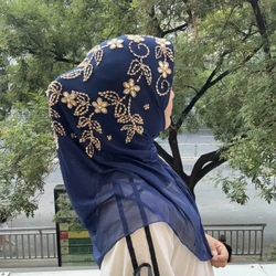 Cuffie Hijab istantanee con perline a rete per ragazze musulmane