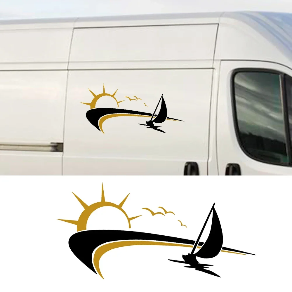 Car Sticker Sailing in Sea Decoration for SUV Camper RV Van Motorhome Caravan Pickup Vinyl Camping Decal Auto Tuning Accessories