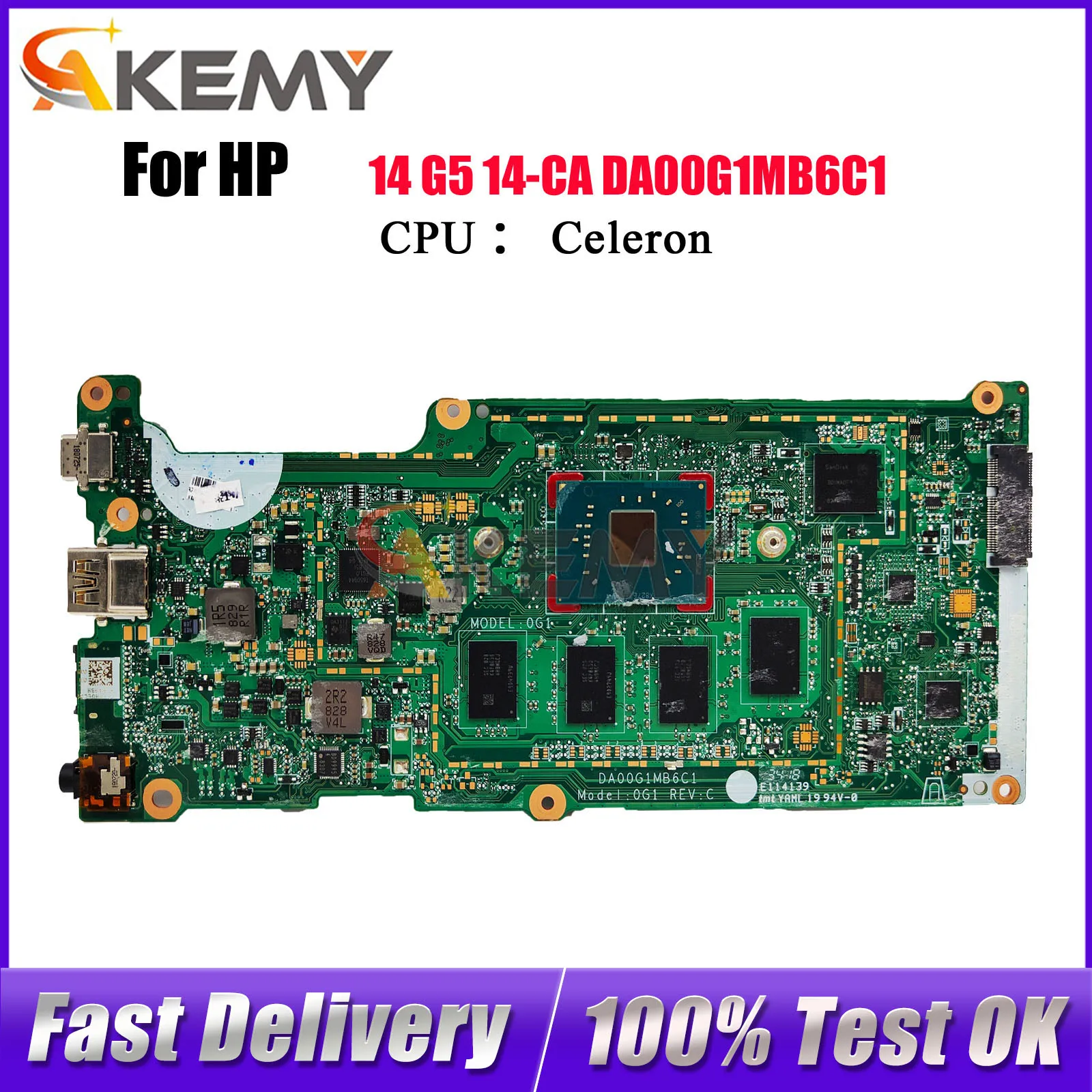 

DA00G1MB6C1 Материнская плата для ноутбука HP Chromebook 14 G5 14-CA с процессором N3350, 4 ГБ ОЗУ L14340-001 L14343-001, 100% полностью протестировано