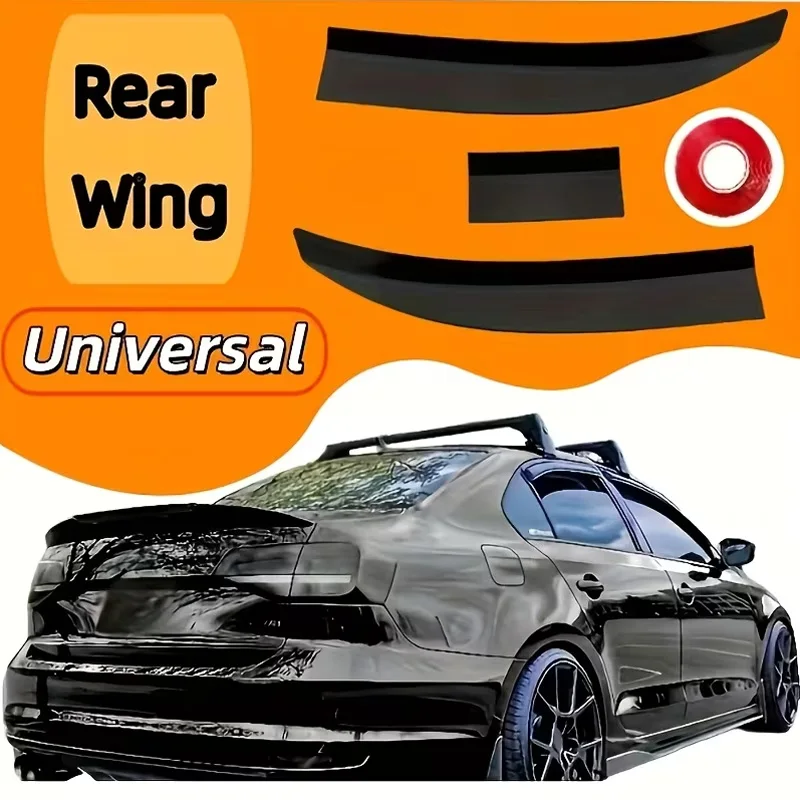 Dreiteiliger universeller Heckspoiler ohne Bohren, Kohlefaser-Optik, Kofferraumspoiler, sportliche Modifikation, Upgrade-Zubehör für die Fahrzeugkarosserie – Detail 1