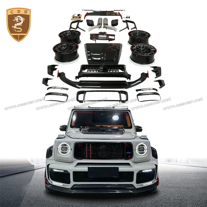Car Front Engine Bonnet Hood Center Mesh Wheel Mudguard Vent Rear Reflector Trim For Benz W464/W463a 2018-2024 BB 900 Style Kits