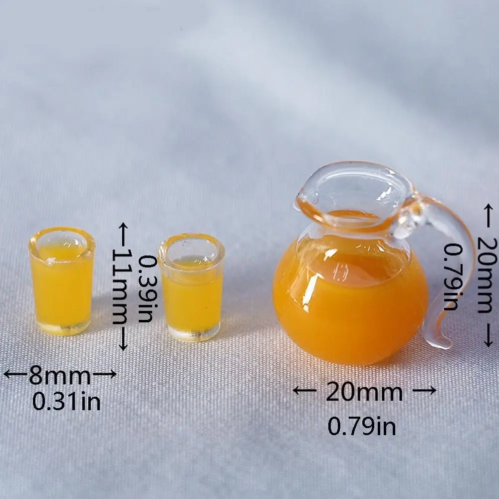 Accessoires pour poupées en résine, jus d'orange, boisson, carafe, tasse, mini accessoires pour poupées, modèle de boisson miniature, échelle 1/12