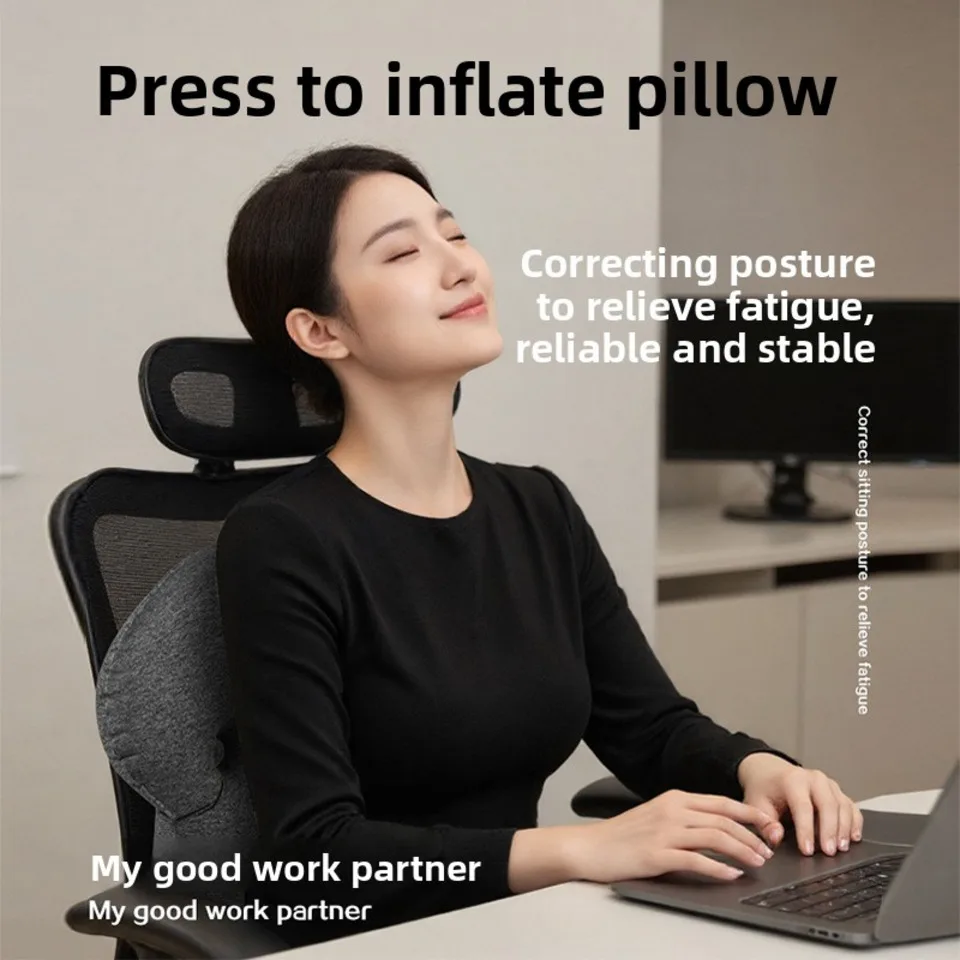 Portable Inflatable Cotton Back Pillow Ergonomic Lumbar Cushion For Home Office Car Camping Reading Bed Rest Pillows