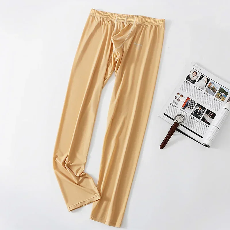

Men's Ice Silk Long Johns Sleepwear Ultra-Thin Thermal Underwear Bottom Trousers Comfortable Undergarments for Men