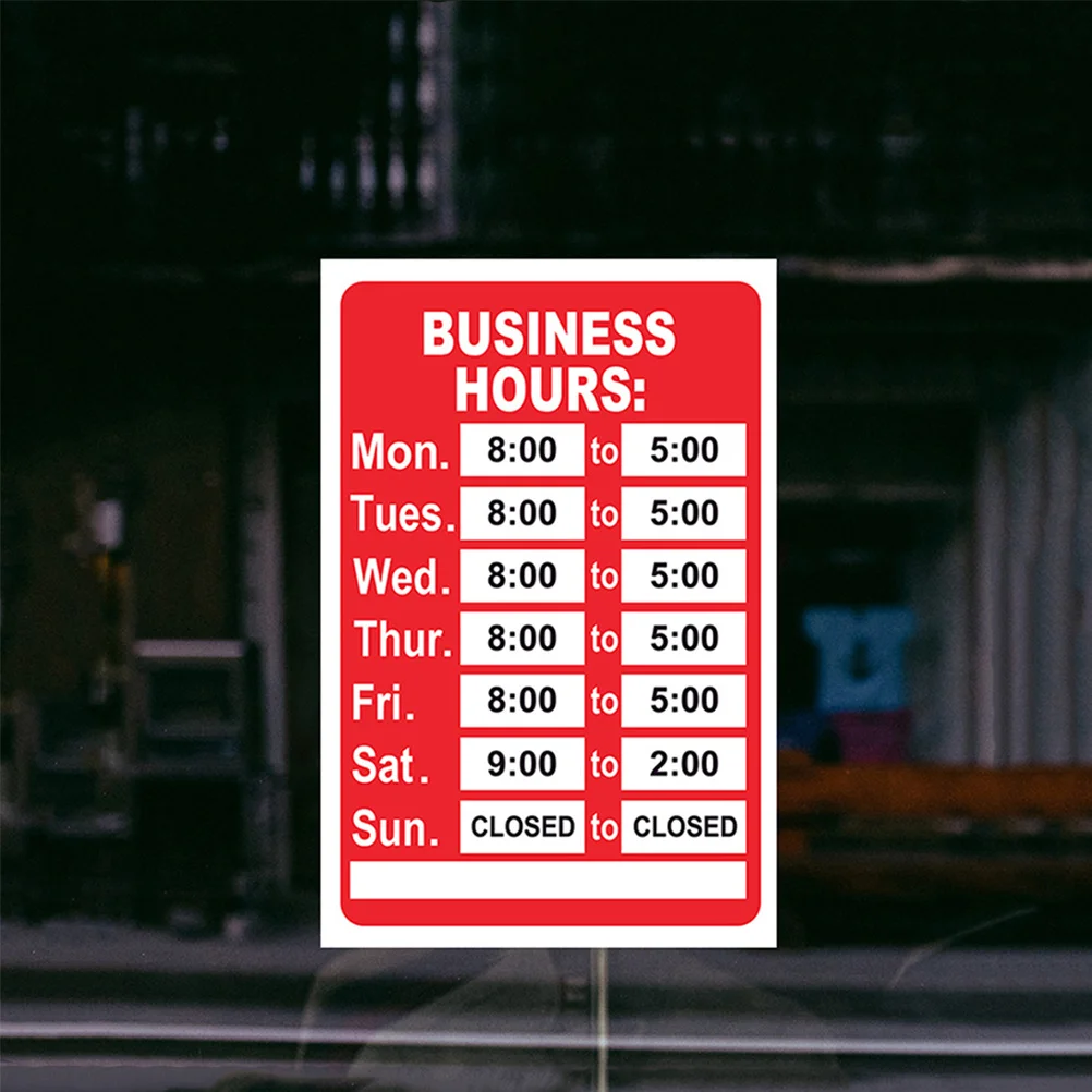 

2Pcs Store Hours Sign Sticker Changeable Business Operating Times for Cafes Restaurants Retail Shops Glass Doors Windows