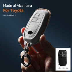 New suede car key case cover shell Fob F For Toyota Corolla SE Camry 50 55 TLC200 Yaris Land Cruiser Prado150 RAV4 Venza SIENNA