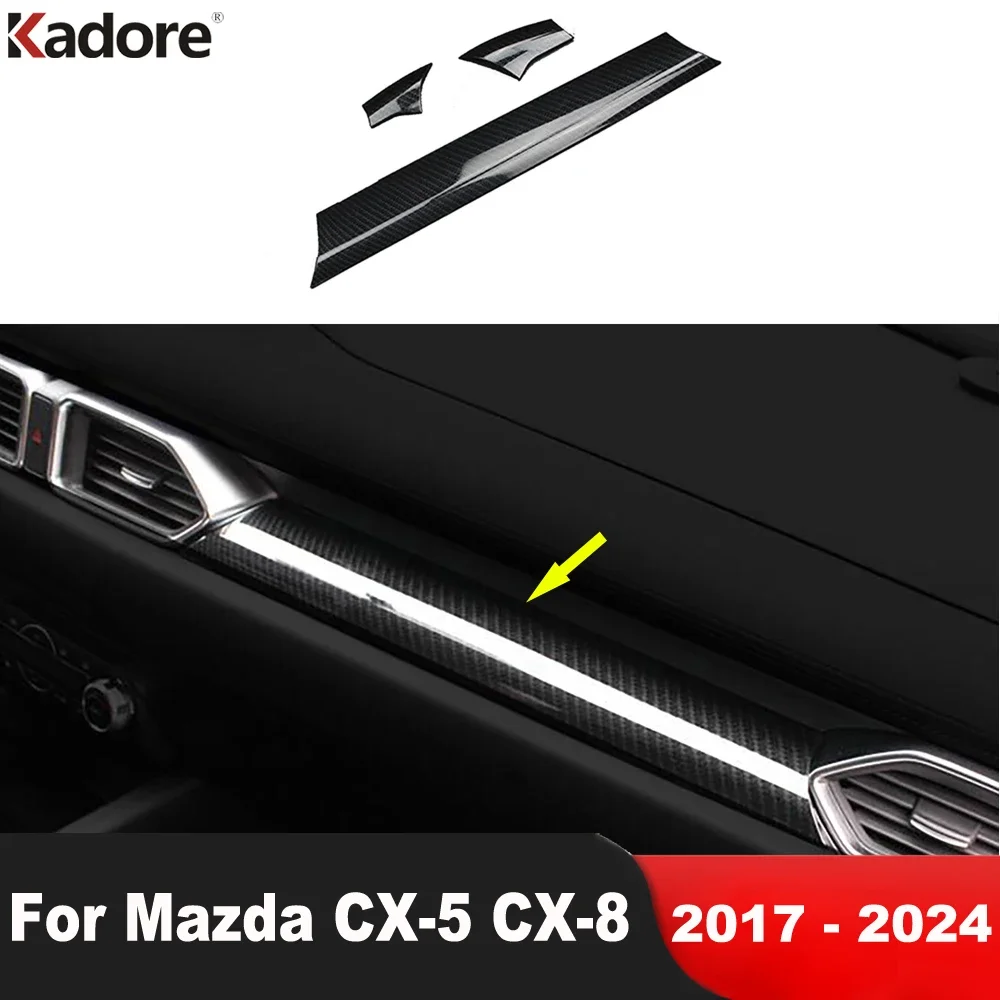 

Для Mazda CX5 CX-5 KF CX-8 2017-2022 2023 2024 углеродное волокно, центральная консоль автомобиля, панель приборной панели, отделка, аксессуары для интерьера
