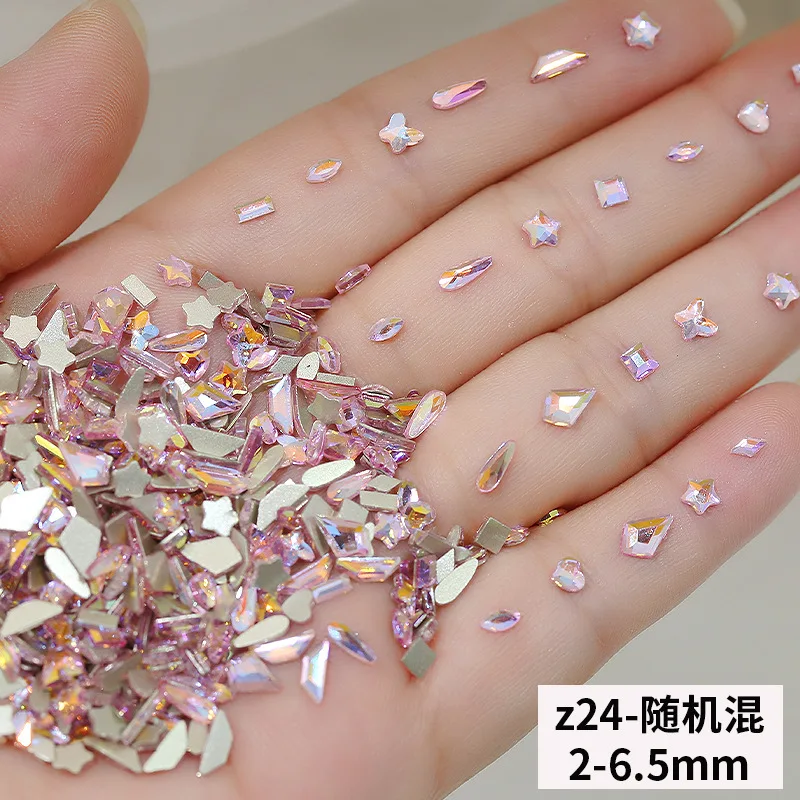 50PCS Sparkle Mini Cognac Pink Flatback Diamonds Star Marquise Love Glass Nail Art Rhinestones Decorations Manicure Ornaments image 3