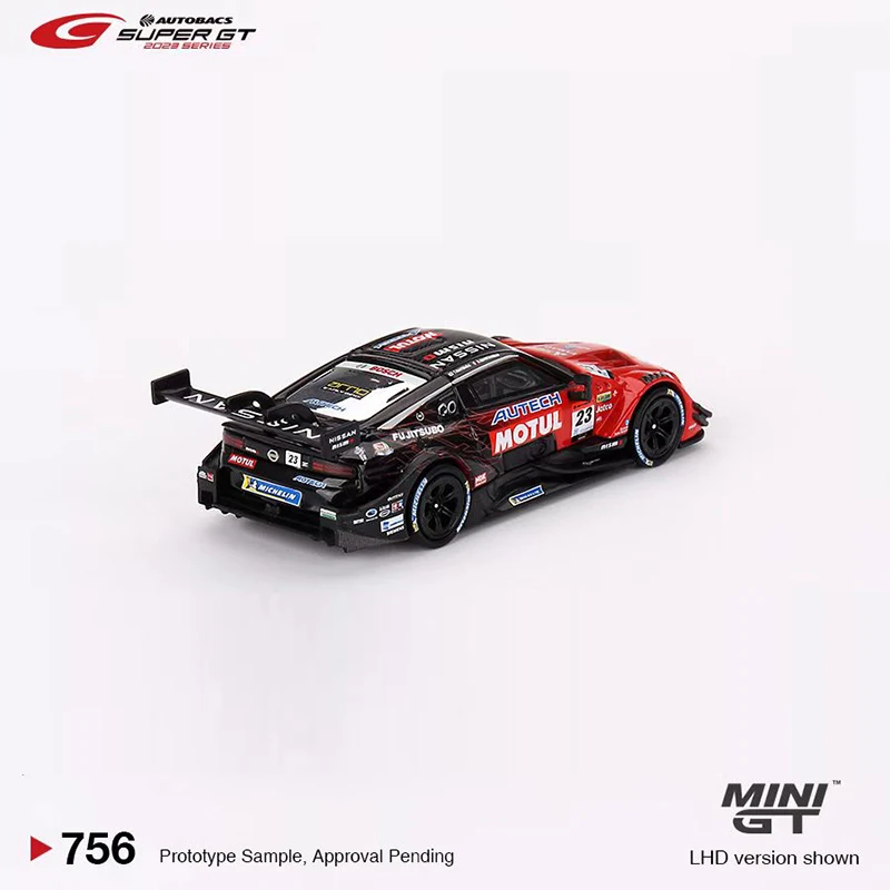 MINIGT 1:64 Zabawkowy model samochodu Ni Z GT500 # 23 "MOTUL AUTECH Z" NISMO 2023 SUPER GT SERIES Kolekcja prezentów