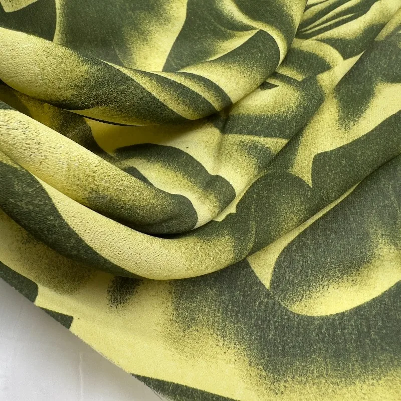 L100cm X W114cm Abstract Floral Print Chiffon Fabric Lightweight Soft Breathable Spring Summer Material Dress Blouse Apparel