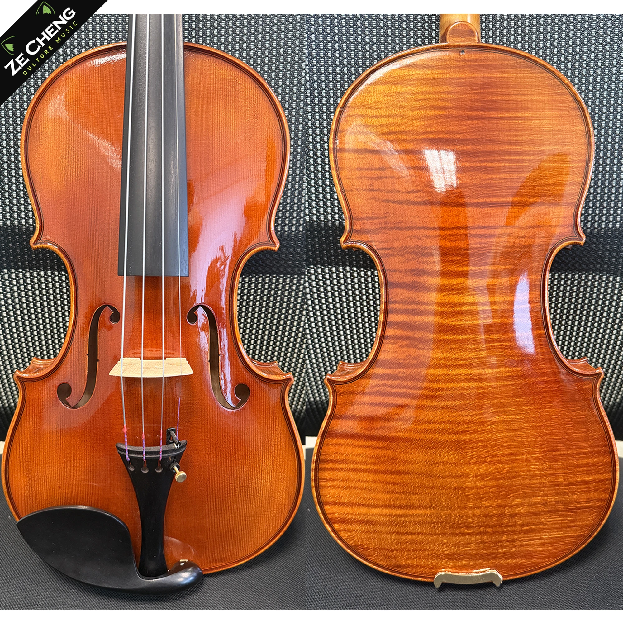 

Professional Violin 4/4, Flame Pattern, Spruce Top, Hand-Painted, Ebony Fittings, Professional Instrument, Suitable for Beginners