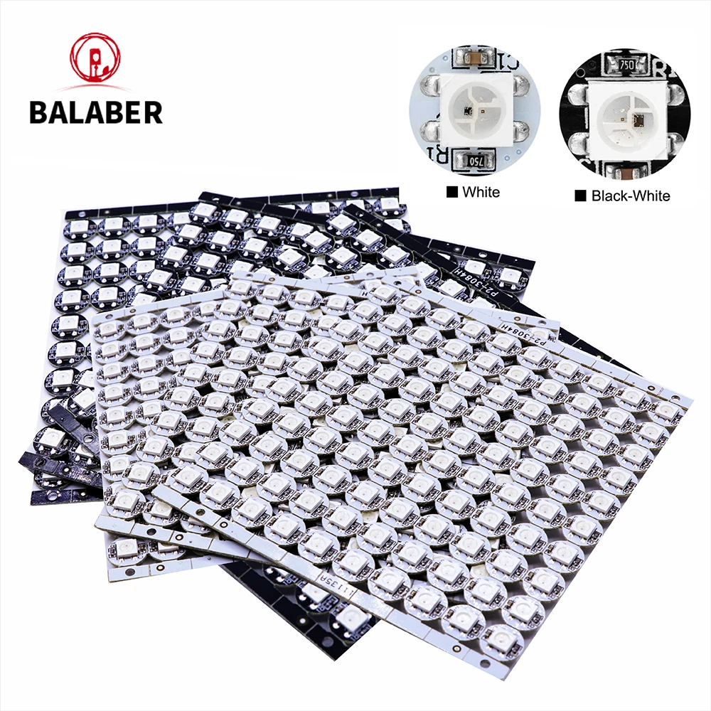 

5050 SMD RGB LED 5V WS2812B Светодиодный чип с платой радиатора WS2811 IC Индивидуально адресуемая черно-белая печатная плата 10 шт. 100 шт. 1000 шт.