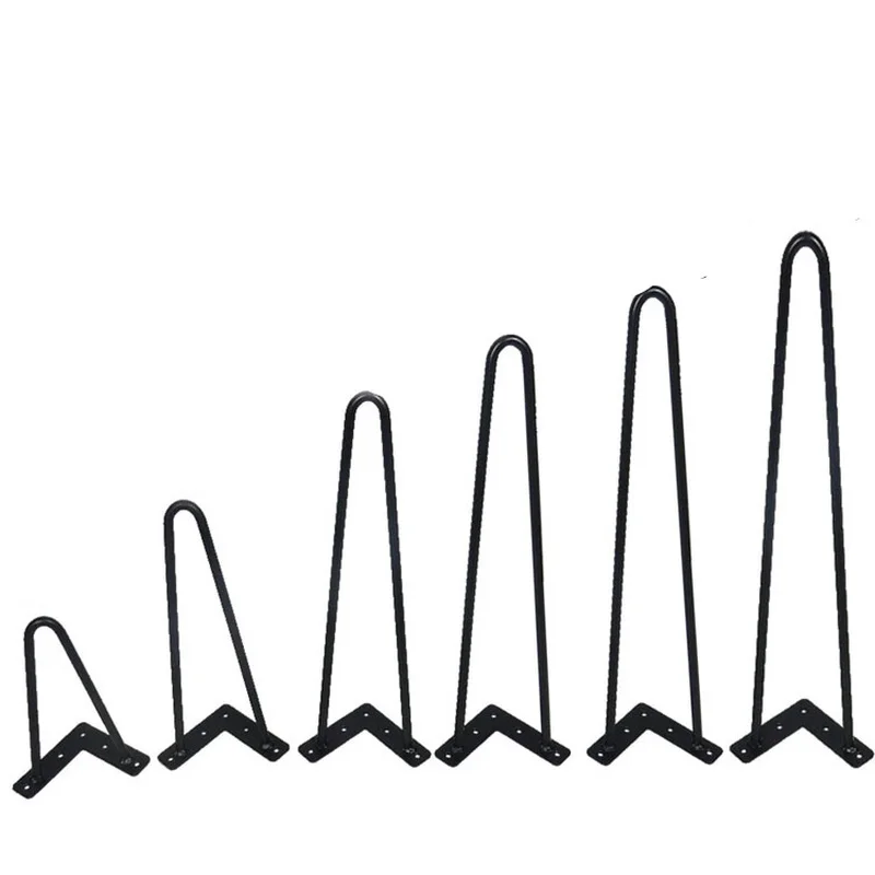 4 pièces épingle à cheveux en métal en forme de U, support de pieds de table de bureau 4-10 pouces, pieds de support de meubles en fer massif, canapé, chaises d'armoire, matériel de bricolage