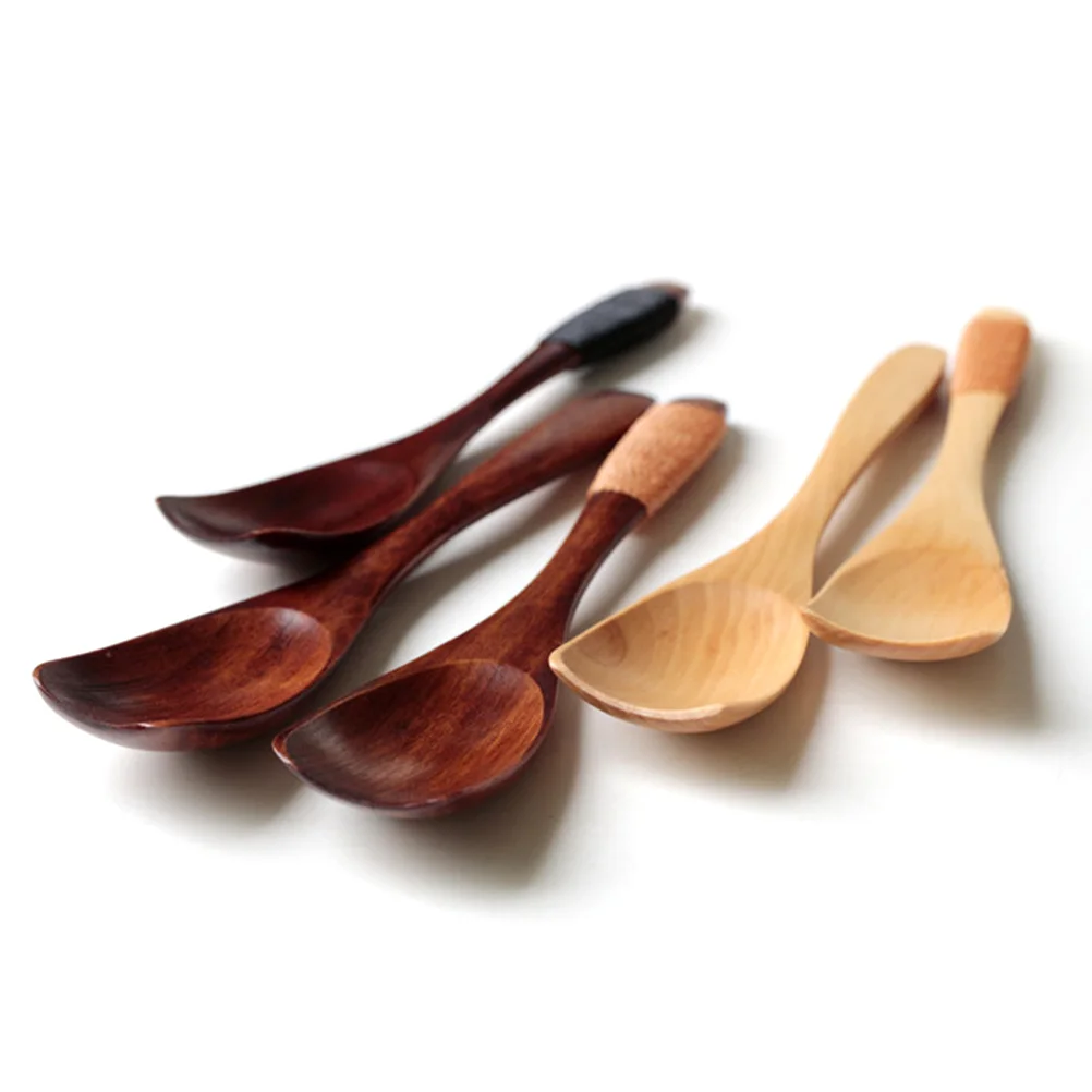 

2Pcs Brown Wooden Ice Cream Spoons Japanese Style Tied Line Handle Small Dessert Spoon Natural Color Elegant Reusable