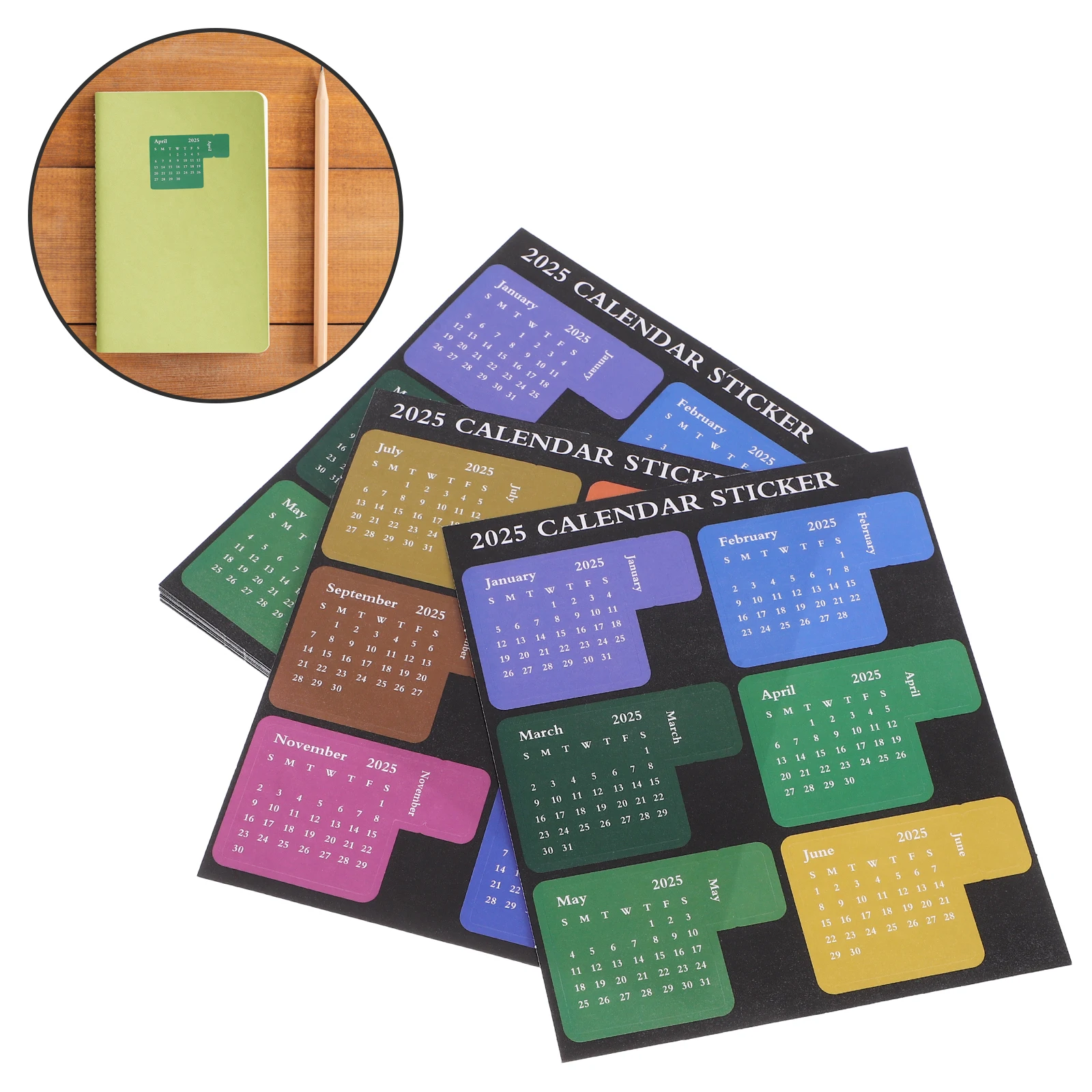 

8 Pcs Book Tag Stickers Calendar Planner Index Divider Tabs Multifunction Notepad Indexes Paper Journal 2024-2025