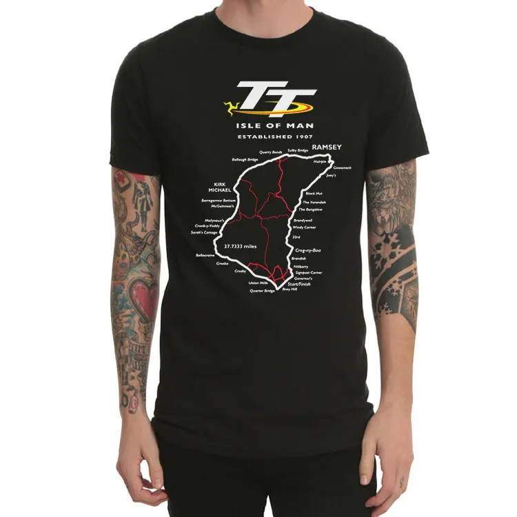Isle of Man TT Men T-Shirt Around The Island Motorcycle Motorcycle Racing Tourist Trophy Manx Men's Clothing Summer T Shirt