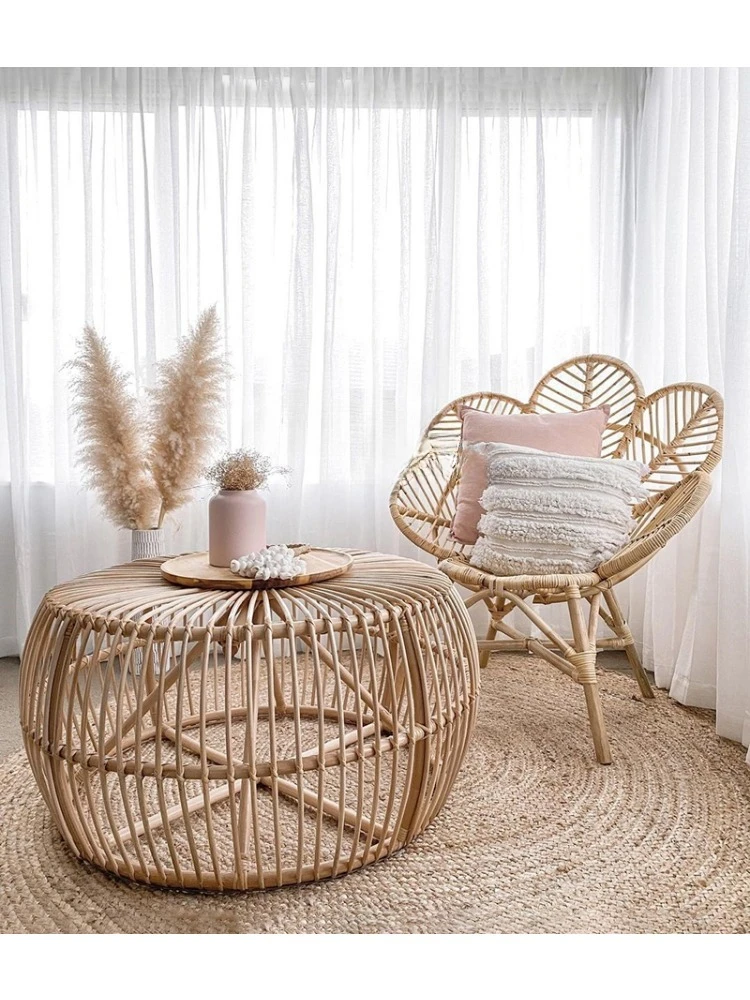 Single Rattan Chair B & B Home Makeup Wedding Photography Props Real Rattan Chair Handmade Flower Rattan Chair