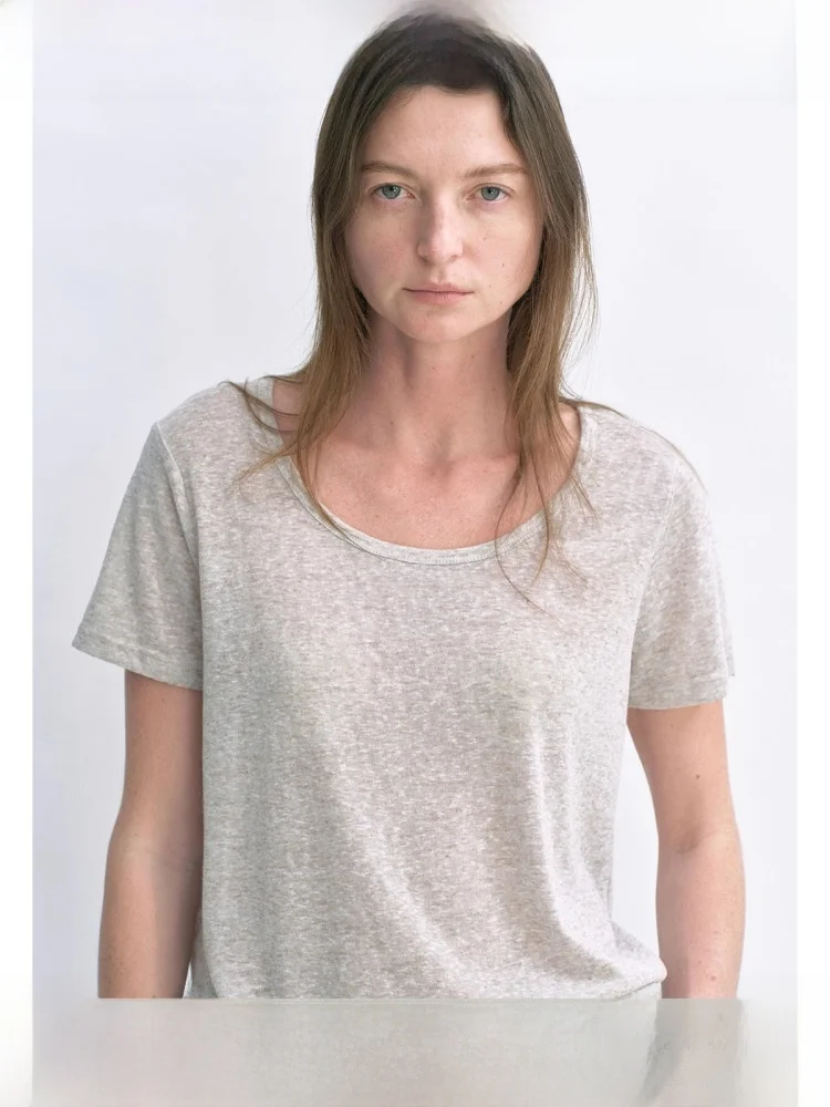 

Женская футболка Planites Vol7 из смесового льна и полиэстера с нестандартной строчкой, летняя повседневная одежда