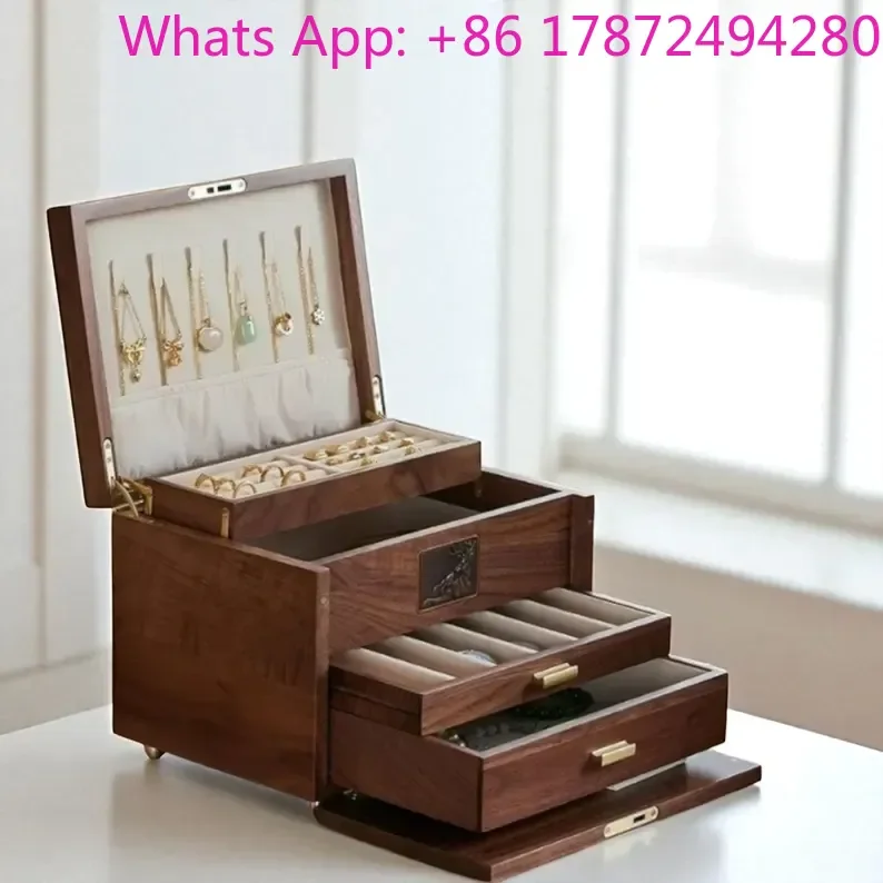 Rustic Handmade Custom Wood Jewelry Box Walnut Jewelry Organizer Walnut Wood Jewelry Box with Drawers
