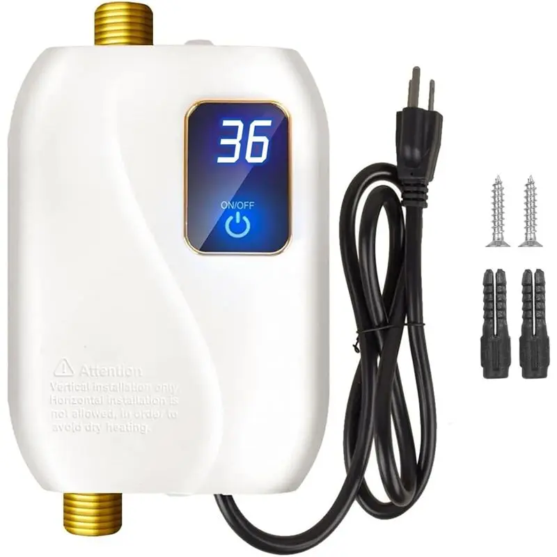 BABZ-Sink Electric Water Heater 3000W 110V Mini Fast Heating With Digital Display For Kitchen And Bathroom US Models US Plug