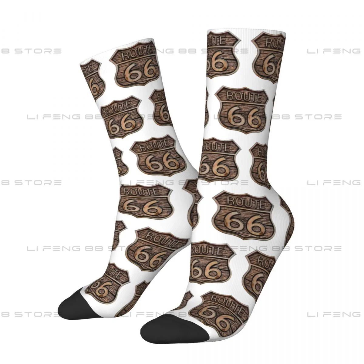 Route 66 Vintage Sign 1 Route 66 US Unisex Winter Socks Hiking Happy Socks Street Style Crazy Sock