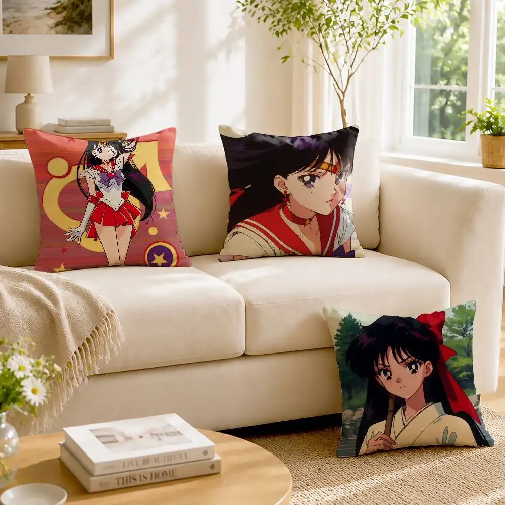 H-Hino R-Rei Sailor Moon Mars Customizable Square Cushion Cover Double Sided Print Pillow Case