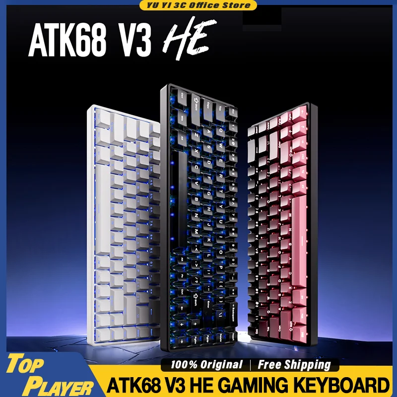 

Игровая клавиатура ATK68 V3 HE RT Точность шага 0,001 мм 8 кГц Скорость опрокидывания 256 Скорость сканирования FPS Быстрый триггер MT TGL SOCD DKS RGB