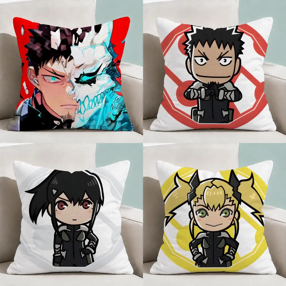 Manga Kaiju No 8 Chibi Cute Cushion Cover Throw Pillow Soft Short Plush Cozy Durable Colorfast For Sofa Bedroom Home Decor Gift