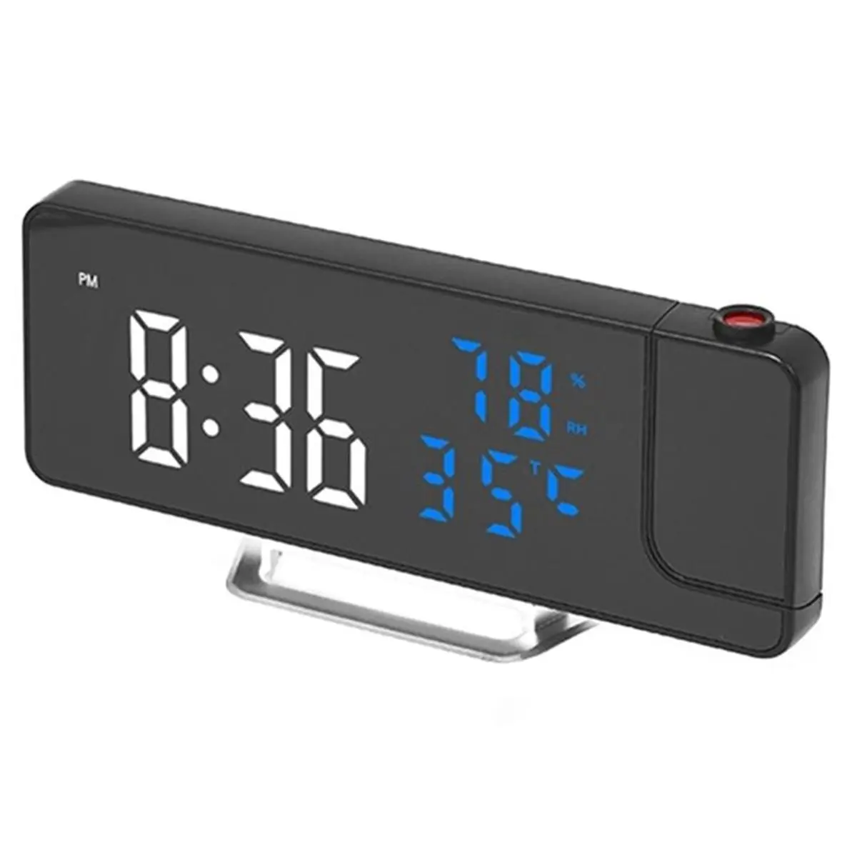 DTD4 【50% OFF】Multifunctional Clock Temperature and Humidity Projection Alarm Clock LED Mirror Clock with Data Projection Blue