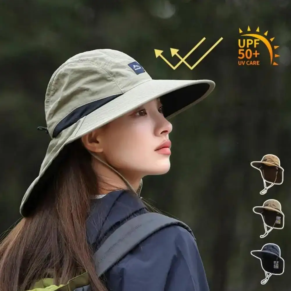 2X Unisex Summer Wide Brim Waterproof and Quick-drying Panama Caps Outdoor Visor Bucket Hats Mesh Breathable  Hat with Neck Flap