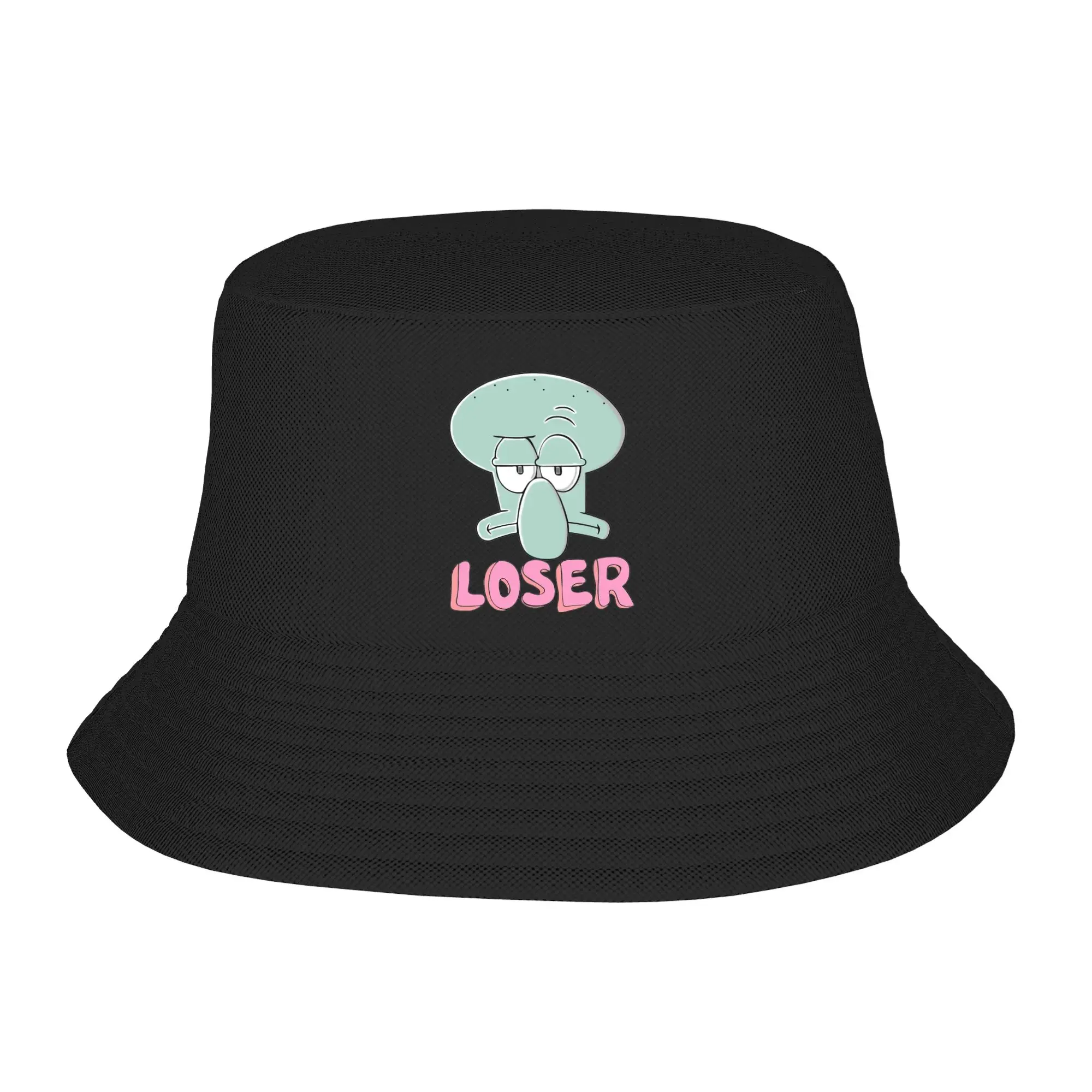 Spongebobs Bucket Hat Squidward Loser Outdoor Fisherman Caps Portable Hunting Sunscreen Hats For Men Women Funny Design Cap