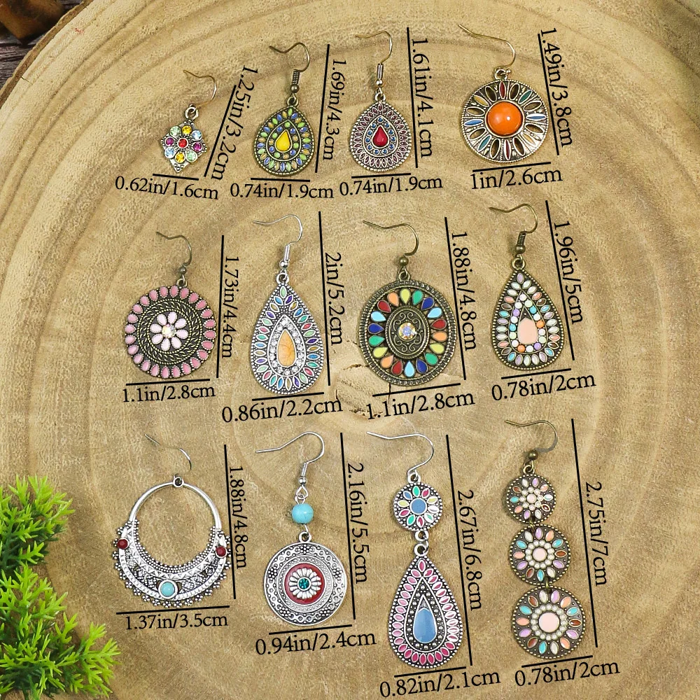 New Bohemian Alloy Earrings Round Drop Oil Multicolor Diamonds Sun Flower Distinctive Embellishment Gifts Party