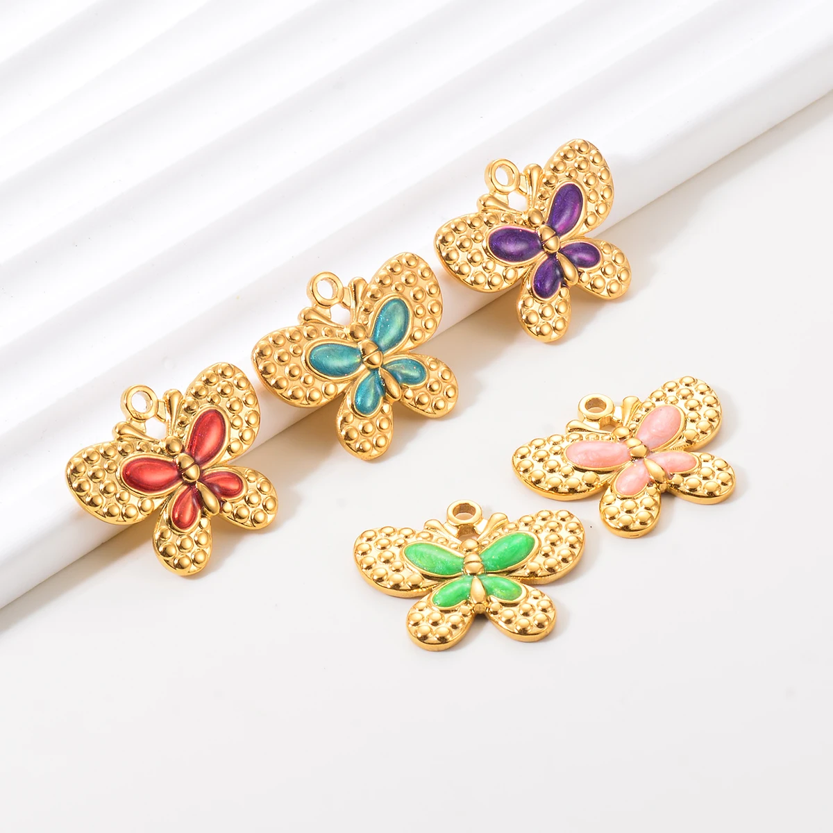 

6pcs Lovely Stainless Steel Butterfly Charms Pendant Enamel DIY Necklace Bracelet Earring For Jewelry Making Accessories