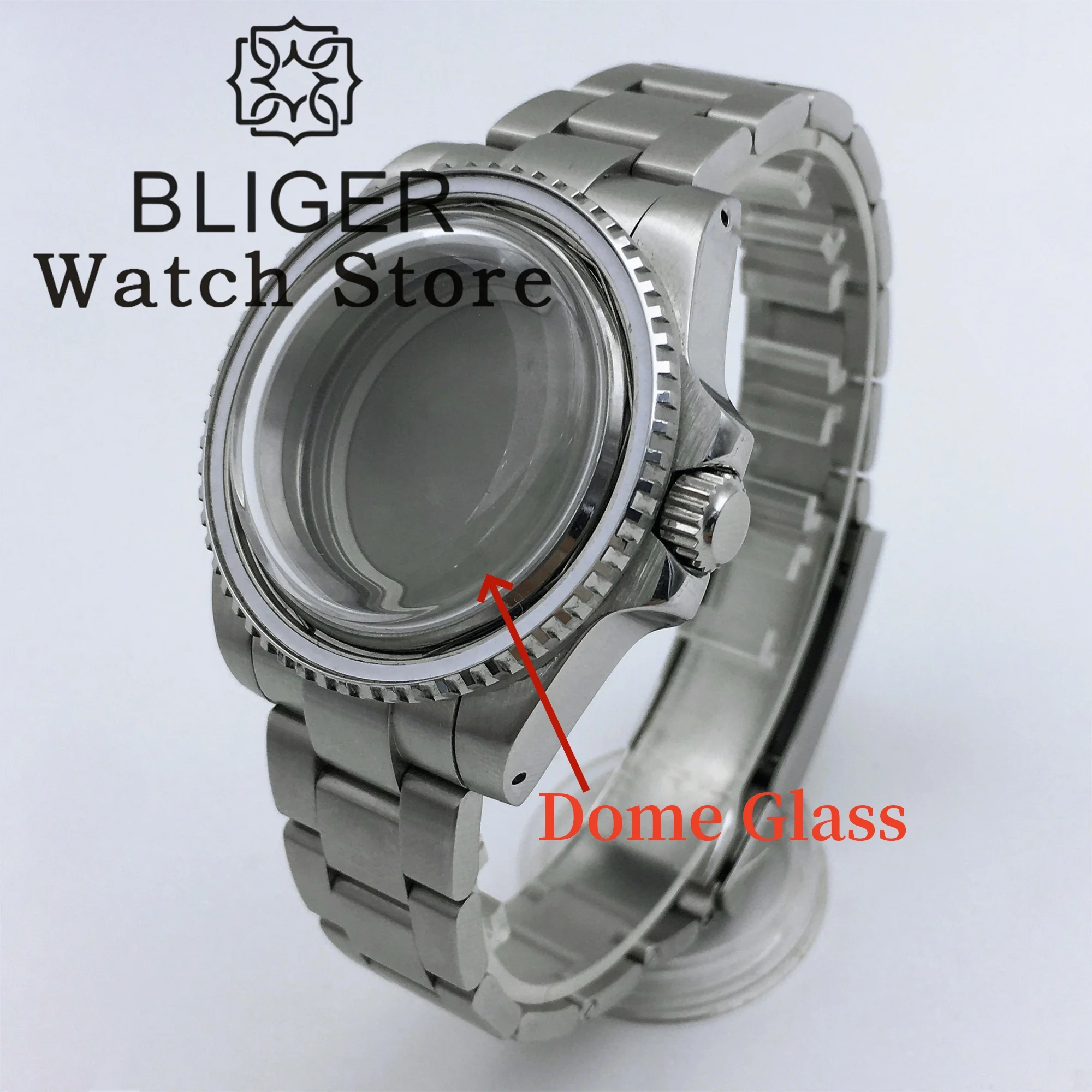 

BLIGER 40mm Vintage Diving Watch Case Dome Glass Stainless Strap Fit NH34 NH35 TO 39 ETA2824 PT5000 Movement Diving Watch Parts