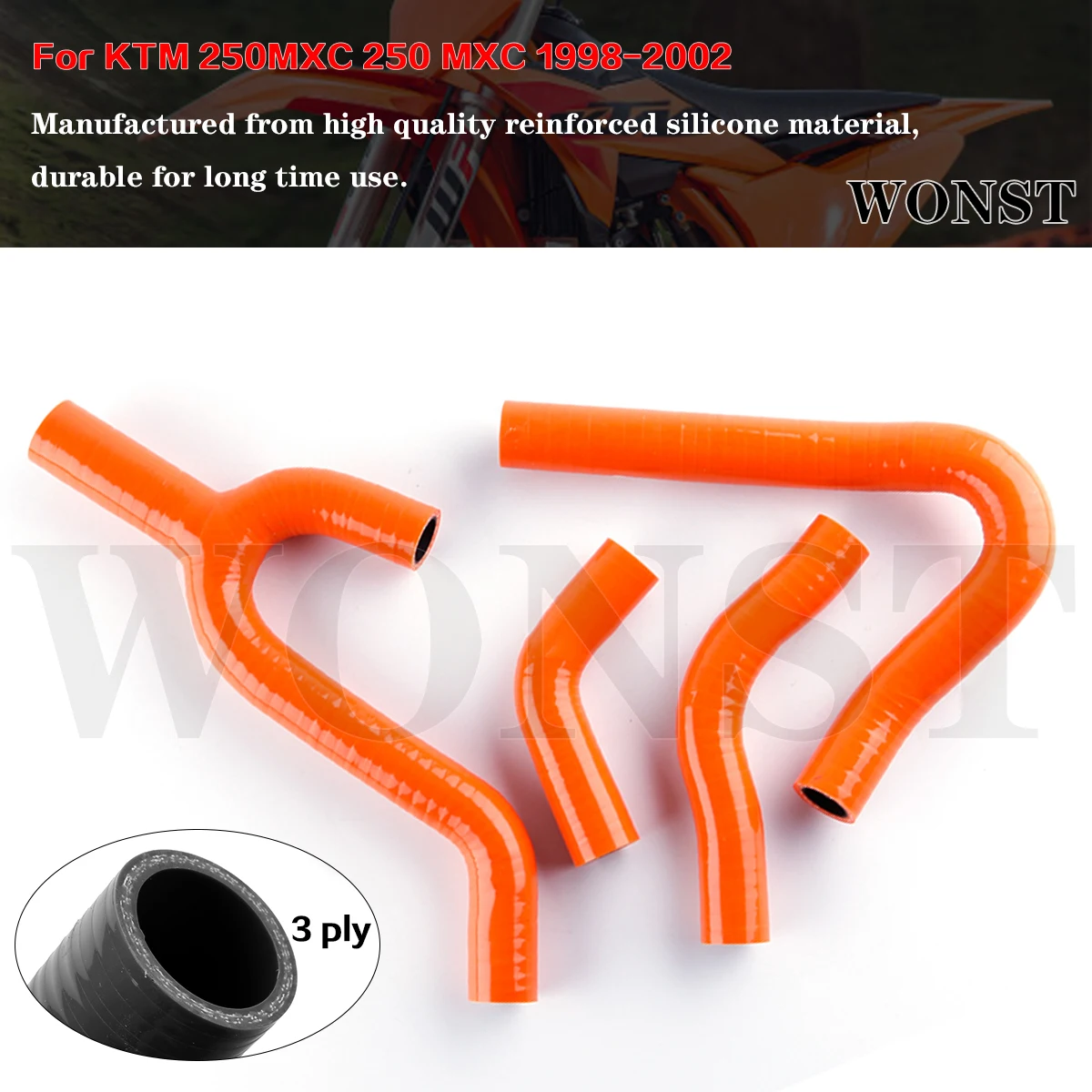 

For 1998 1999 2000 2001 2002 KTM 250MXC 250 MXC Motorcycle Silicone Radiator Coolant Hose Pipe Kit