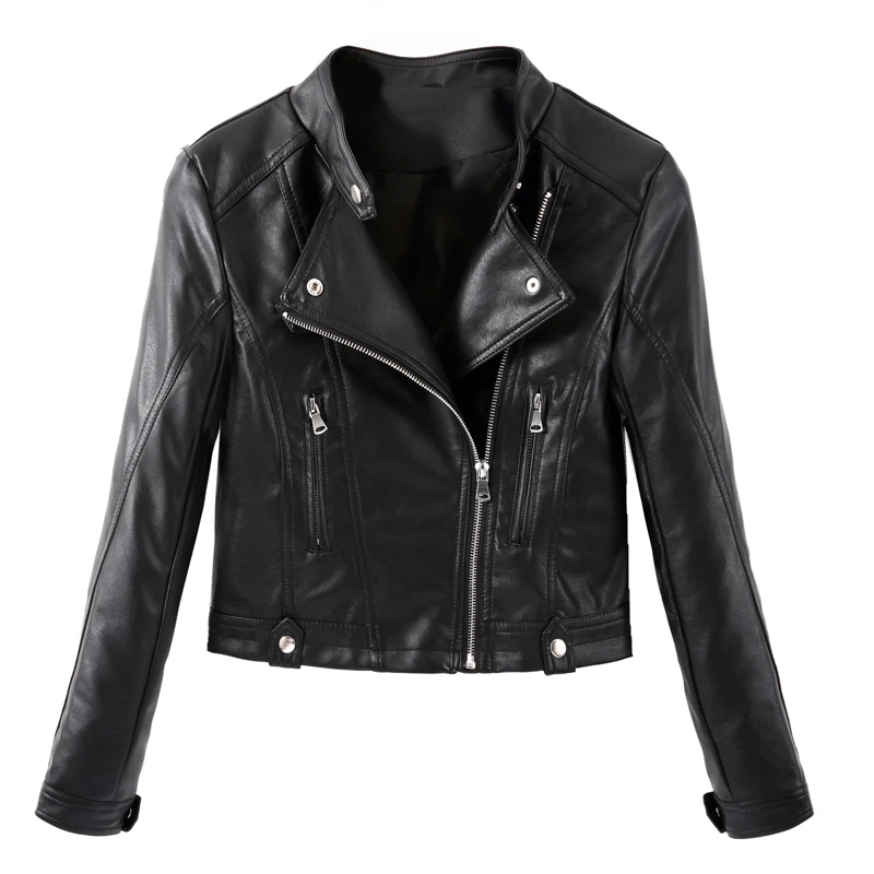 ZURICHOUSE 2024 Leather Jacket Women High Waist Slim Spring Copped Jacket Korean Motorcycle Faux Leather Biker Jacket Female