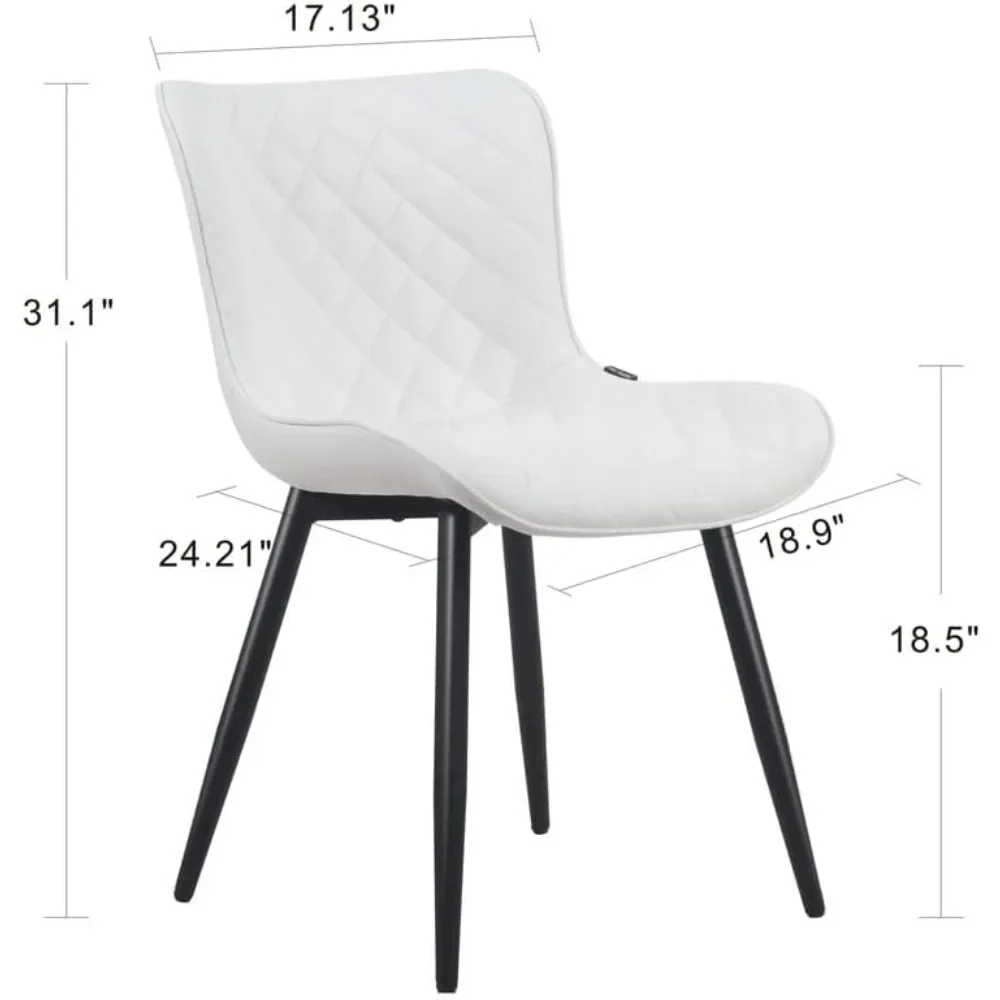 White Dining Chairs Modern Upholstered Dining Room Chairs Leather Armless Chairs Set of 2 for Living Room Kitchen Bedroom Chair