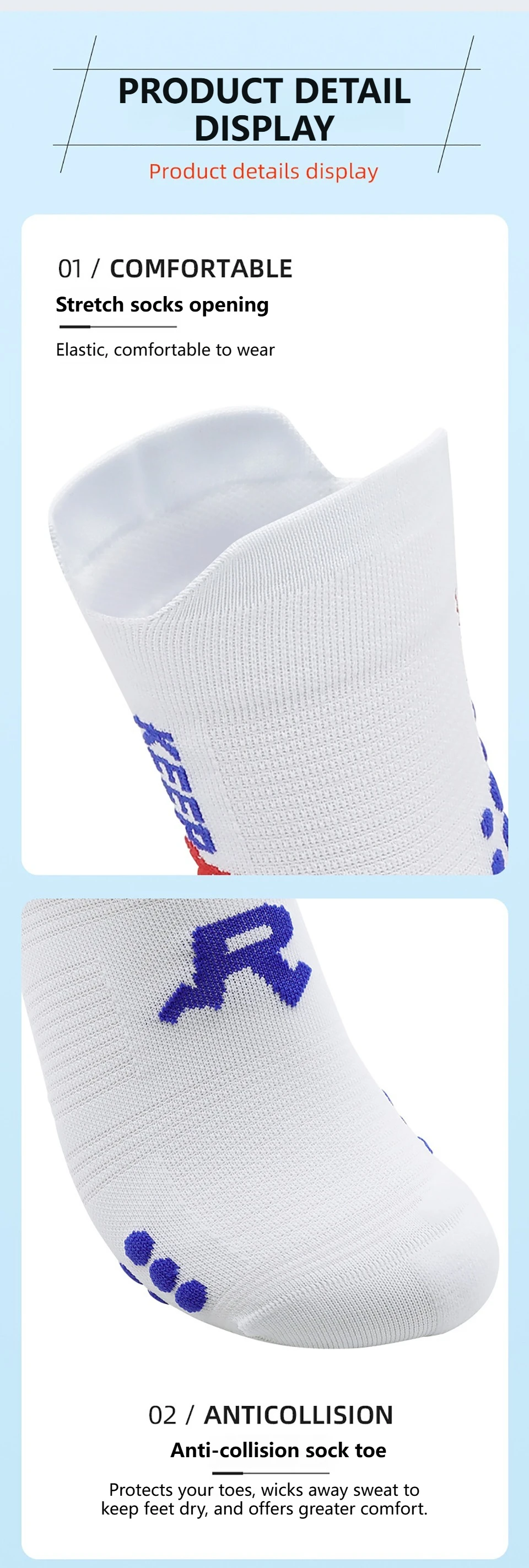 LOOGDEEL Professionelle Sport-Laufsocken, atmungsaktiv, rutschfest, Wandersocken, Terry-Sohle, Marathon-Kompressions-Radsocken, Unisex – Detail 5