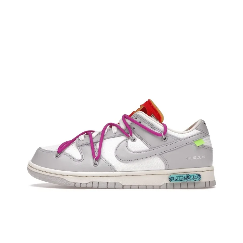 OFF WHITE X Nike Dunk Skateboard Shoes Unisex Low Top Gray/White DM1602-101