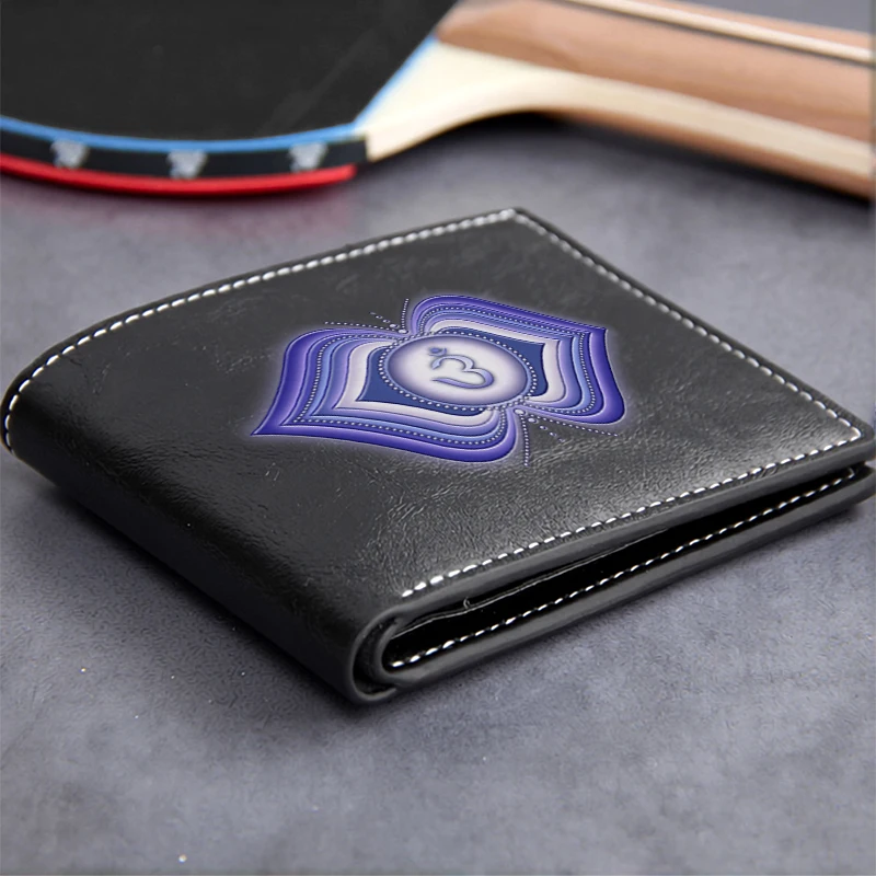 Om Symbol Embossed PU Leather Wallet Minimalist Design for Men Lightweight Durable Business Style Compact Bi Fold Wallet