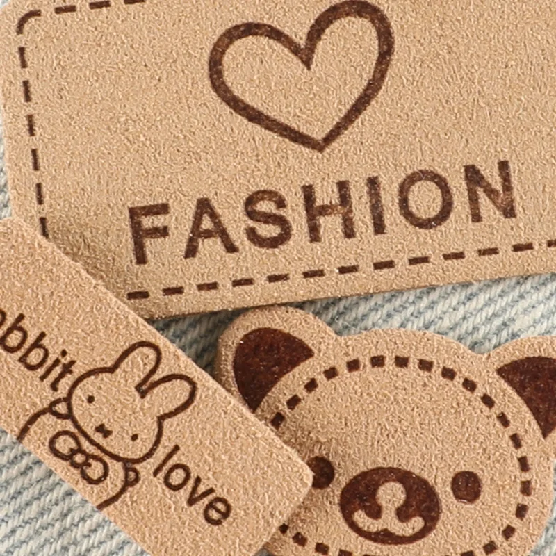 5Pcs Printed Cloth Label Trademark Clothing Accessories DIY Patch Shoes Hat Bags Accessories English Letter Leather Label Cloth