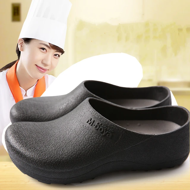 Hotel Kitchen Clogs Non slip Chef Shoes Casual Flat Work Shoes Breathable Resistant Kitchen Cook Working Shoes Size Plus 36 48