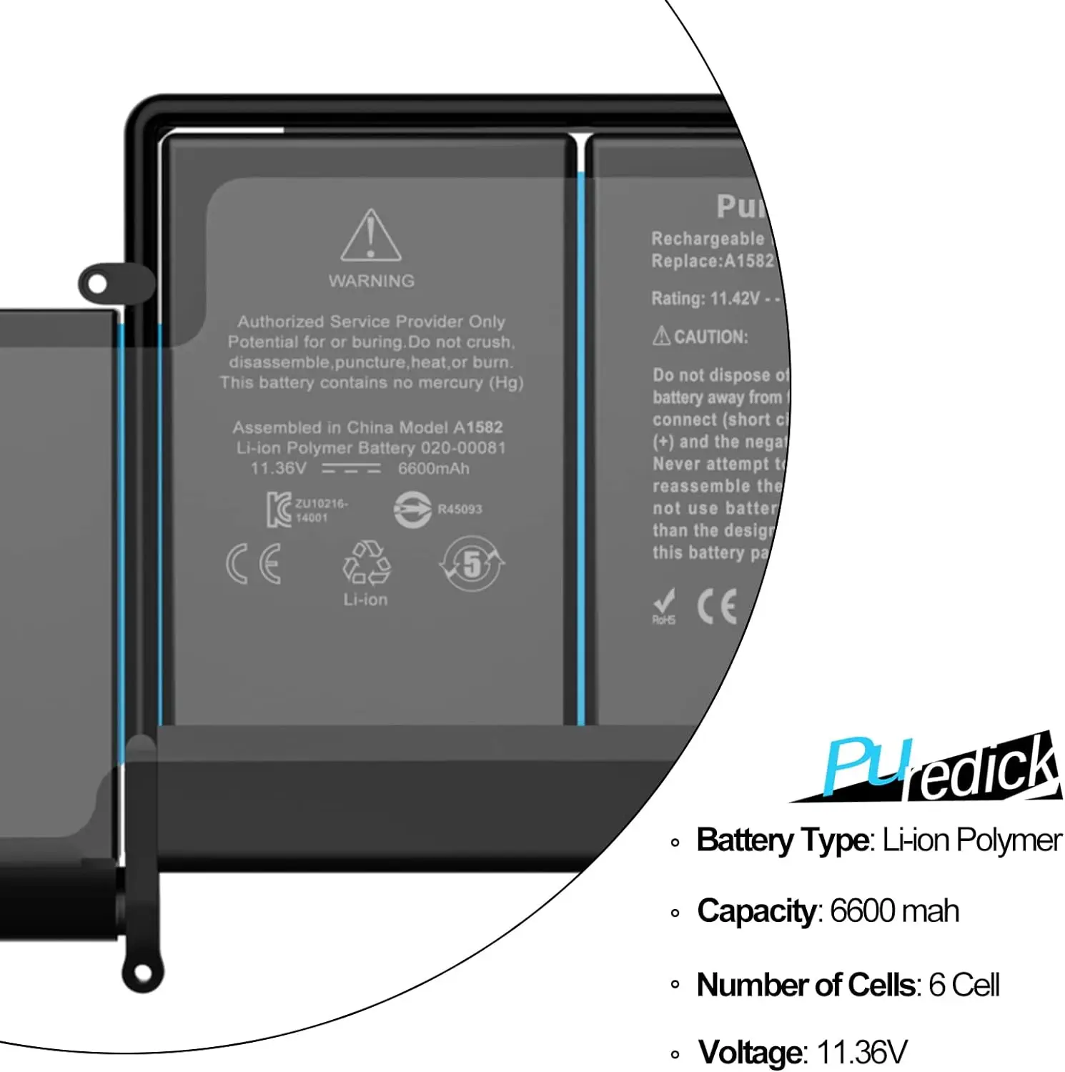 Imagem -05 - Bateria de Substituição para Macbook Pro 13 Retina A1502 Início de 2023 Meados de 2014 Final de 2013 A1493-alta p Yioui-a1582