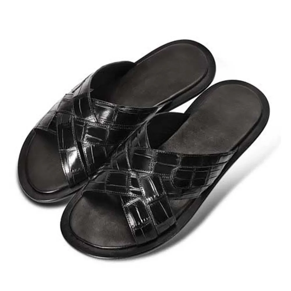 

weitasi crocodile men slippers male comfortable fashion weaving slippers leisure cool slippers for man