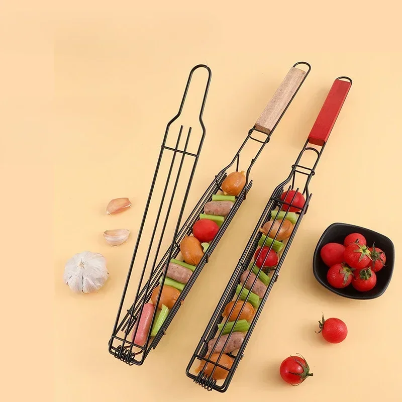 Barbecue Cages Barbecue Grill Grate Camping Picnic Cookware Outdoor BBQ Campfire Grill Grid Hot Dog Cage Mini Barbecue Cage