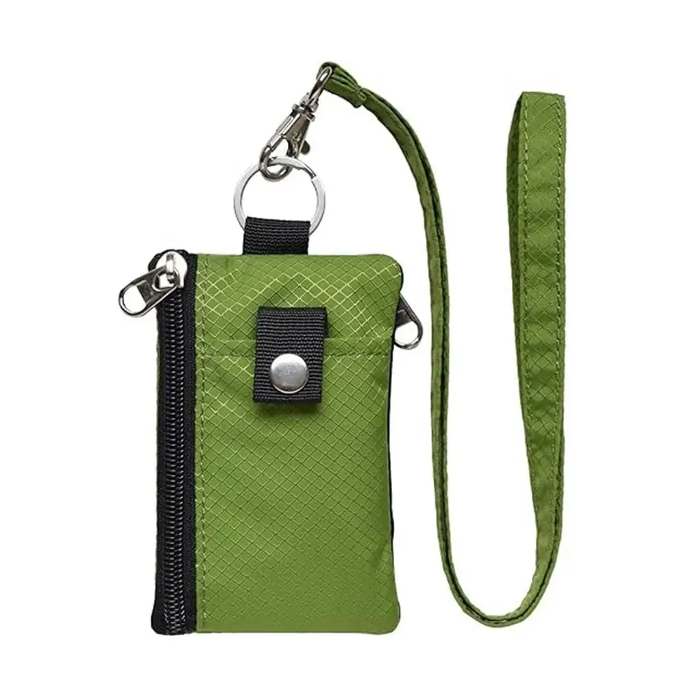 Cartera delgada con bloqueo para mujeres y hombres, tarjetero minimalista resistente al agua con cremallera, llavero de viaje, funda con insignia con cordón, antirrobo